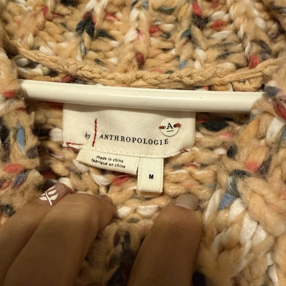 Anthropologie Kahlo Sweater Chunky Striped Knit Alpaca Wool Blend Rainbow Medium - Picture 5 of 6